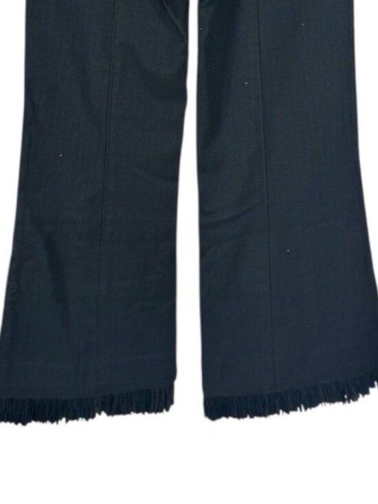 CLEA Parker Trouser Black S NWT Fringe Hem Kick Flare Cotton Linen Pintuck - Picture 11 of 16